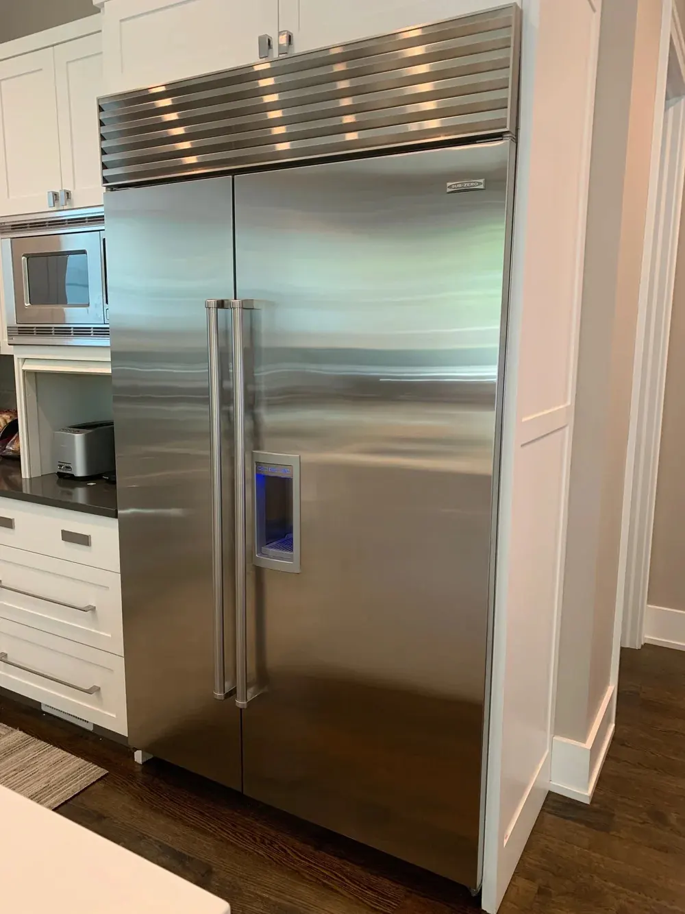 Built-in stainless refrigerator ApexPro services in a Los Angeles kitchen
